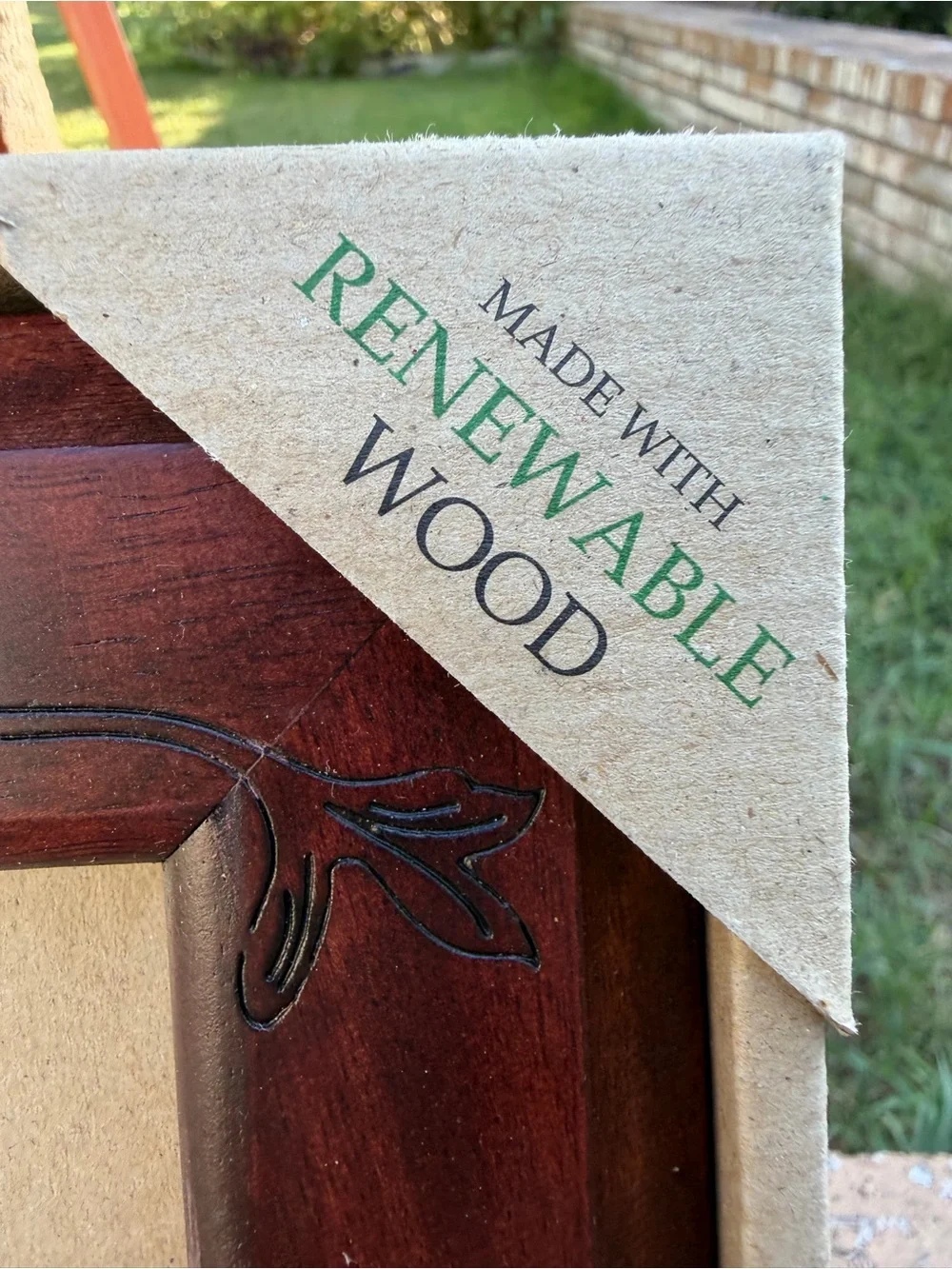NWT Mahogany Floral Carved Eco-Elements 5x7 Picture Frame Renewable Resources